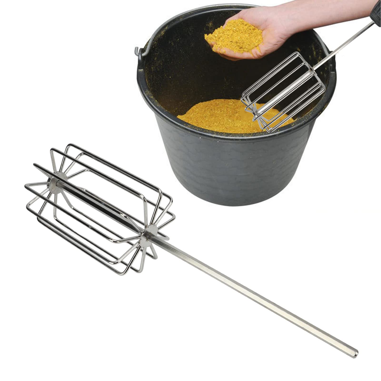 EVTSCAN Universal Stainless Steel Groundbait Whisk Replacement for Fishing and Mixing Groundbaits, Compatible with Most Electric Drill, 11 Blades