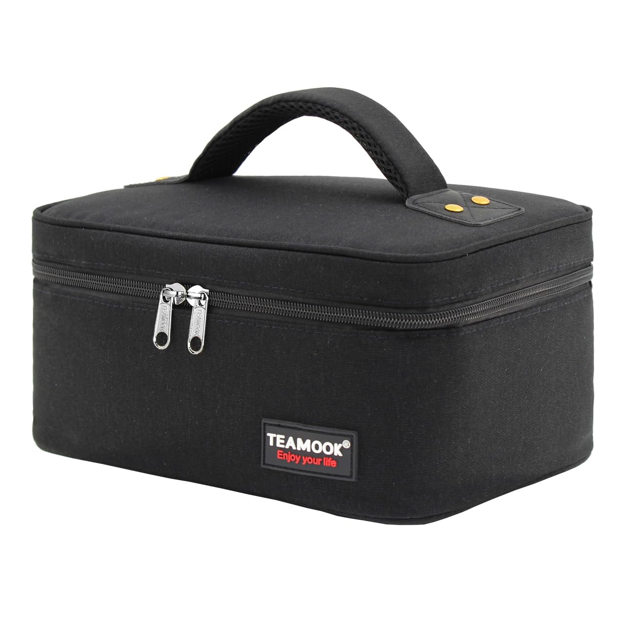 TEAMOOK Lunch Bag Insulated Lunch Box for Adults Men and Women,Leakproof Waterproof Cool Bag with Soft Handle En-Large 5.8L Solid Black