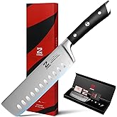 Zennish 7 Inch Nakiri Knife, Ultra Sharp Meat Cleaver and Vegetable kitchen Knife, High Carbon German Steel, Full Tang Ergonomic G10 Handle with Premium Gift Box