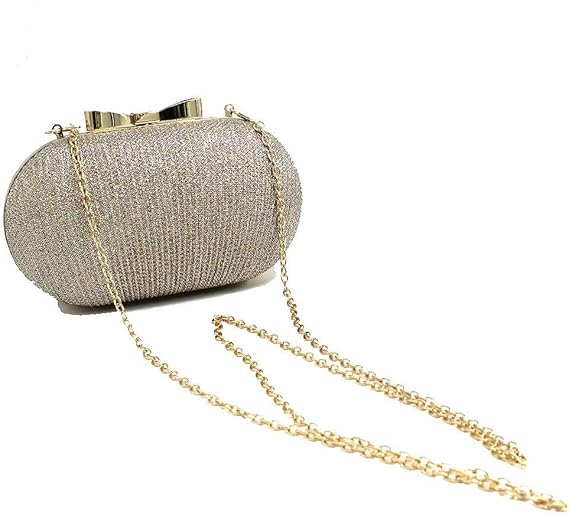 Amazon Hgoo 黄金のイブニングクラッチバッグ女性のバッグ結婚式シャイニーハンドバッグブライダル金属弓クラッチバッグチェーンショルダーバッグ パーティーグッズ ディナーバッグ Hgoo メッセンジャーバッグ