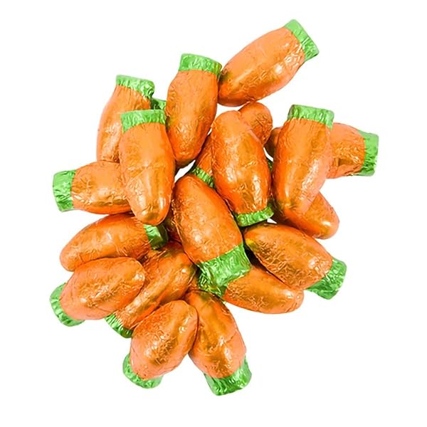 FRUIDLES EASTER CHOCOLATE CARROTS BUNNY RABBIT TREATS MILK CHOCOLATE, INDIVIDUALLY WRAPPED IN ORANGE FOILS, APPROXIMATELY 38 PIECES PER POUND (HALF-POUND)