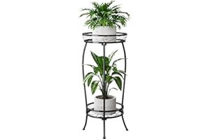 Bamworld 2 Tier Metal Plant Stand Indoor Outdoor, 27 Inch Tall Flower Pot Stands for Multiple Plants, Corner Heavy Duty Plant