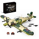 Military Spitfire Fighter Plane Jet Building Set - Compatible with Lego Plane, Gift for Boys Age 6+ and WW2 Military SetCollectors & Enthusiasts