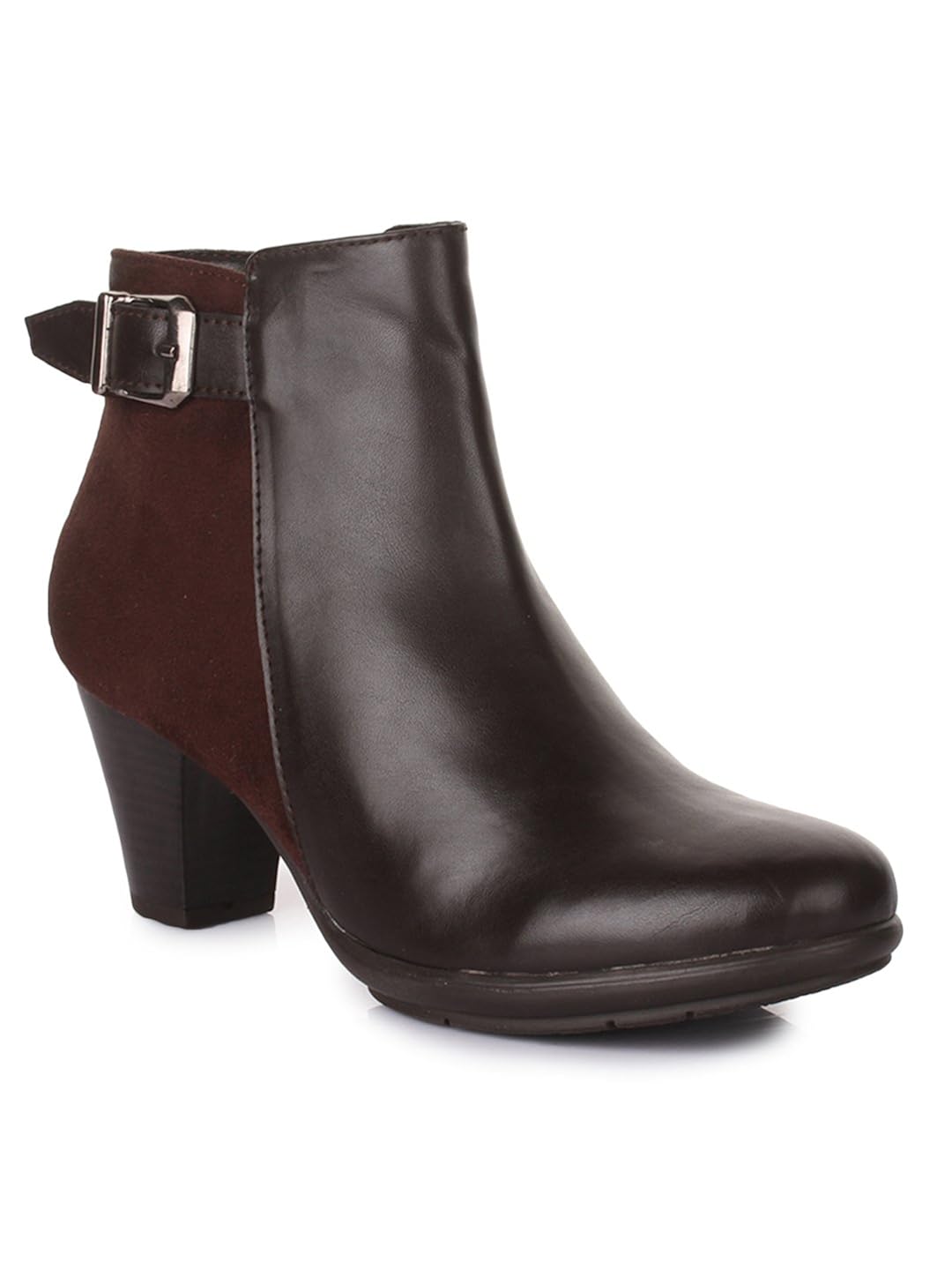 bruno manetti women (ay-103) coffee synthetic leather heeled boots