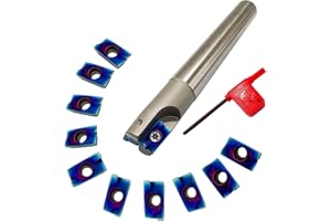 KinRite 12pcs APMT1604PDER Carbide Milling Inserts with End Mill Tool Holders Boring Bar 400R C20-20-150 Semi-Finishing Stainless Steel Hard Steel (3/4" Milling Tool Holder + APMT1604 Inserts)