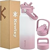 32 oz Insulated Water Bottle, 2-in-1 Lid, Straw & Spout with Protected, Leak Proof, Keep Cold, Stainless Steel, Metal, Reusable, Handle, for Outdoor, Gym and School, 2 Lids, Iced Plum