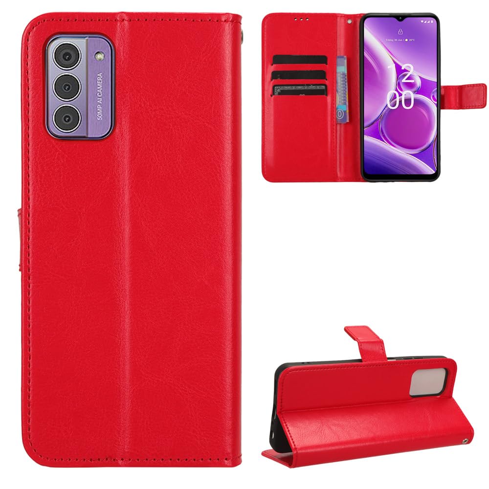 Nokia G42 5G Case [Wallet Case] [Kickstand] [Card Slots] [Magnetic Flip Cover] Compatible with Nokia G42 5G Smartphone(Red)