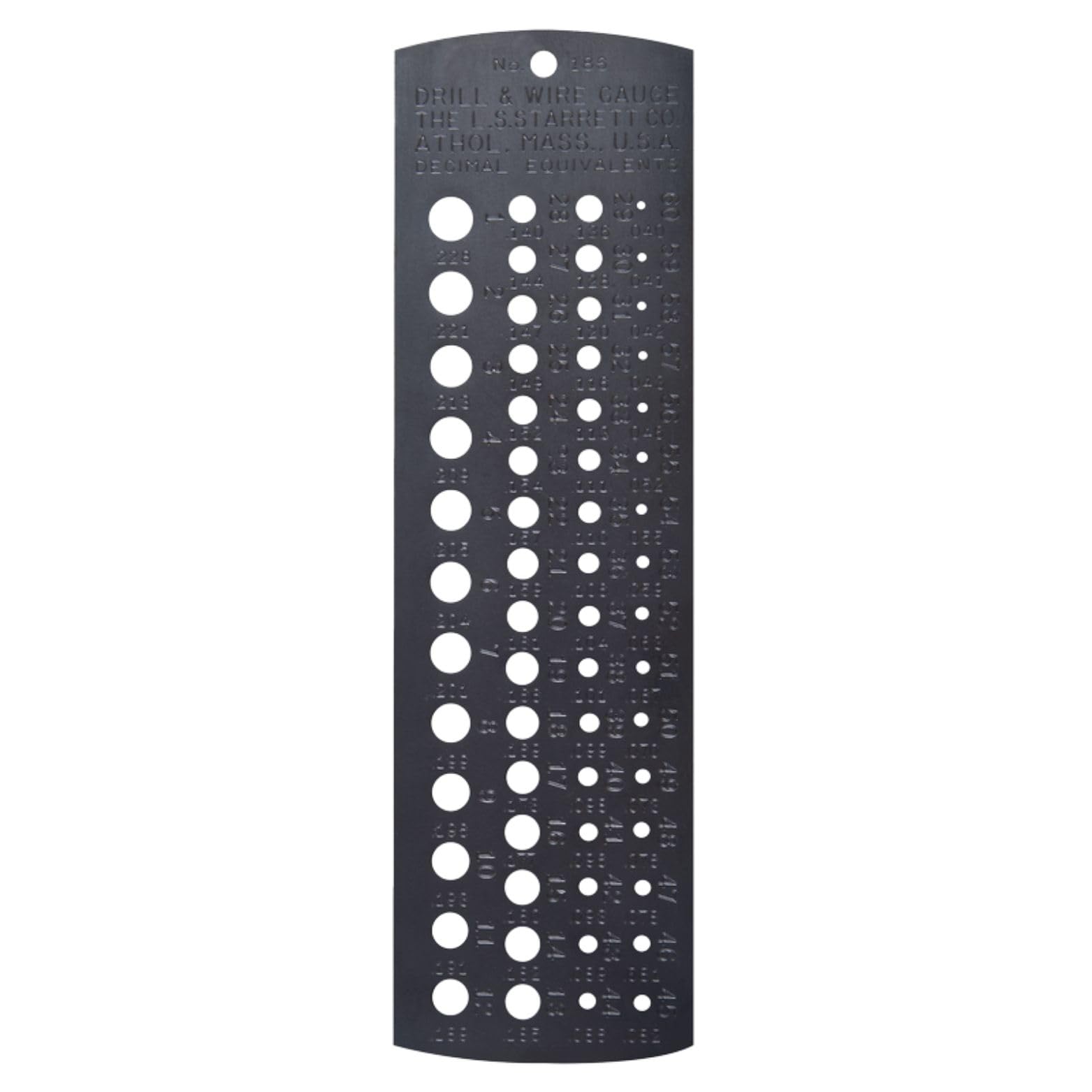 Starrett 186 Drill And Steel Wire Gage, Black Matte Finish, Numbers 1-60, 0.228 - 0.040" Range