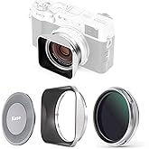 Kase MCUV UV Protection Filter Kit with Metal Square Lens Hood and Magnetic Lens Cap for Fujifilm X100 Series Camera X100, X100S, X100F, X100T, X100V, X100VI -Silver