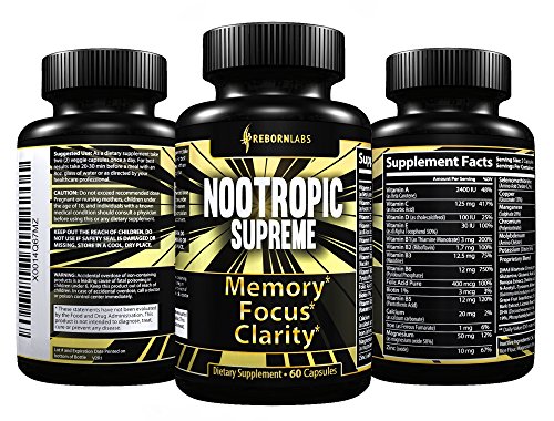 Memory, Focus, Energy, Clarity, & Mood Support - 40 Natural Ingredients for Fast-Acting, Powerful Brain Function Support - Premium Nootropics Supplement to Elevate Brain Performance - 60 Capsules