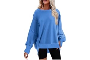 KICILVS Oversized Sweatshirt for Women Crewneck Long Sleeve Tops Casual Slit Slouchy Pullover Fall Clothes 2023 Trendy