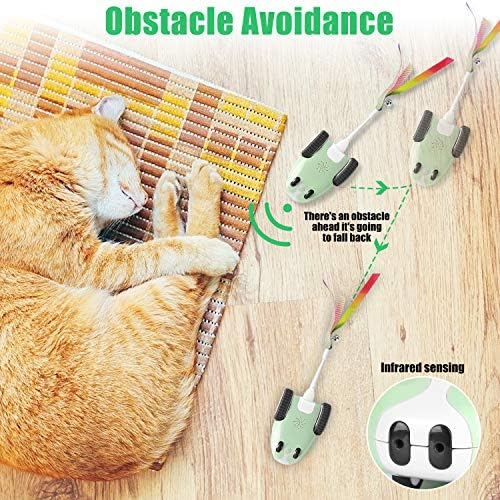 Bojafa Robotic Smart Cat Interactive Toys with 5 Feather for Indoor