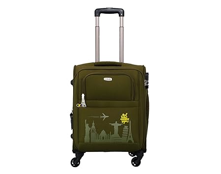 Timus Polyester Fabric 4 Wheels Strolley Travel Suitcase(Green, 55 cm)