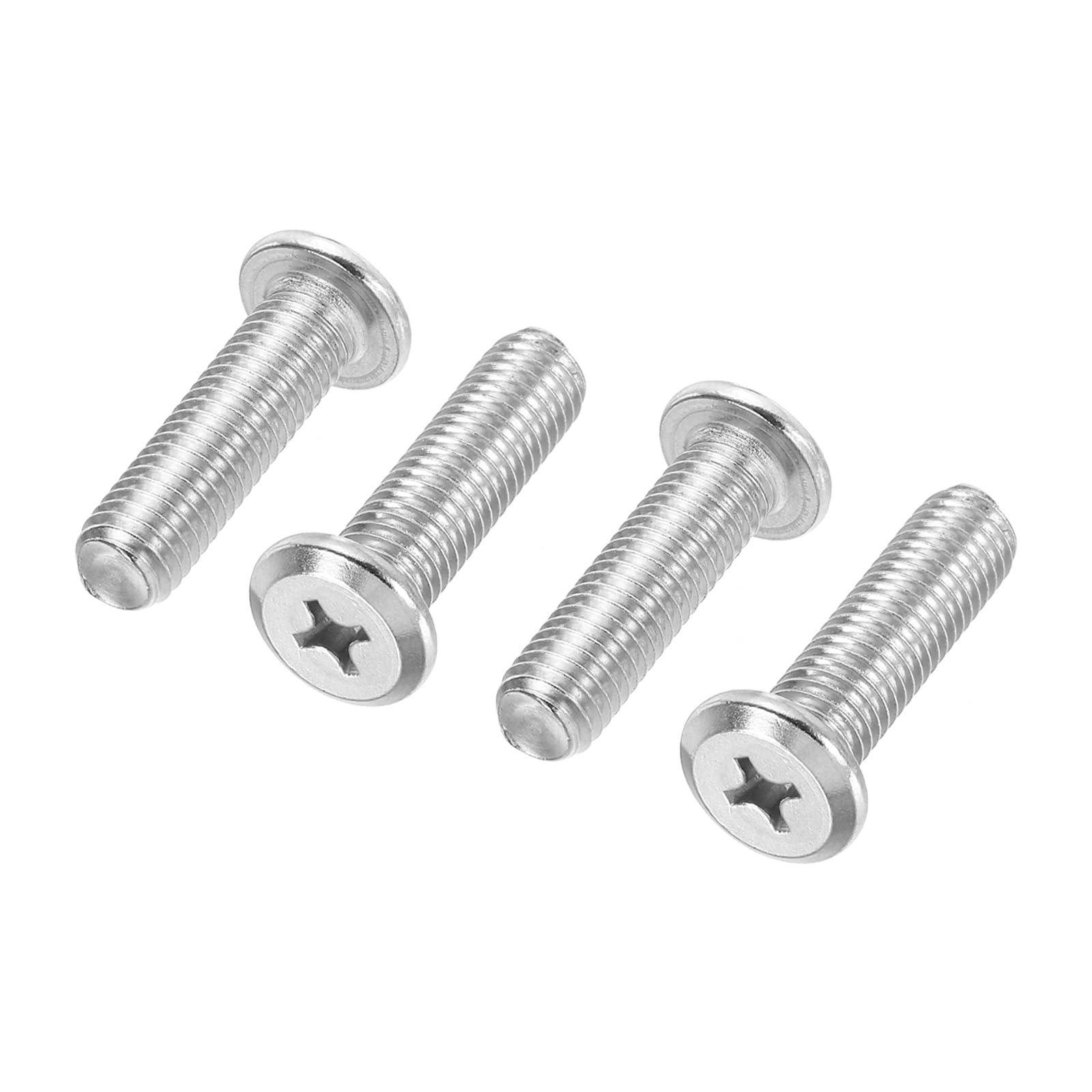 PATIKIL Flat Round Head Phillips Screws, 4 Pack M10-1.5 x 35mm Binding Screws 304 Stainless Steel 18-8 Full Thread, Phillips Drive Machine Screw Furniture Screw Connector Bolts