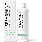 Spearmint Oil Pulling Rinse, Cold-Pressed Coconut Oil for Whitening Teeth Mouthwash, 237ML/8 FL.OZ Powerful Organic Peppermint Oil Maintain Gum Health & Oral Cleaner & Freshness Breath, Mint (1)