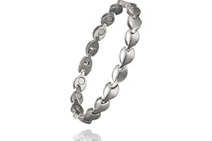 ENERMAGIX Magnetic Ankle Bracelets for Women Men,Titanium Steel Silver Magnetic Ankle, Fashion Jewelry Present (0088S)