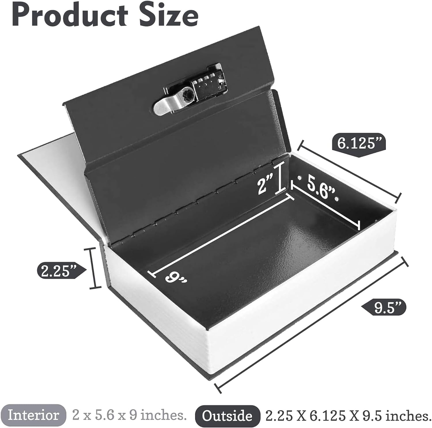 Book Safe Box with Combination Lock, Diversion Safe