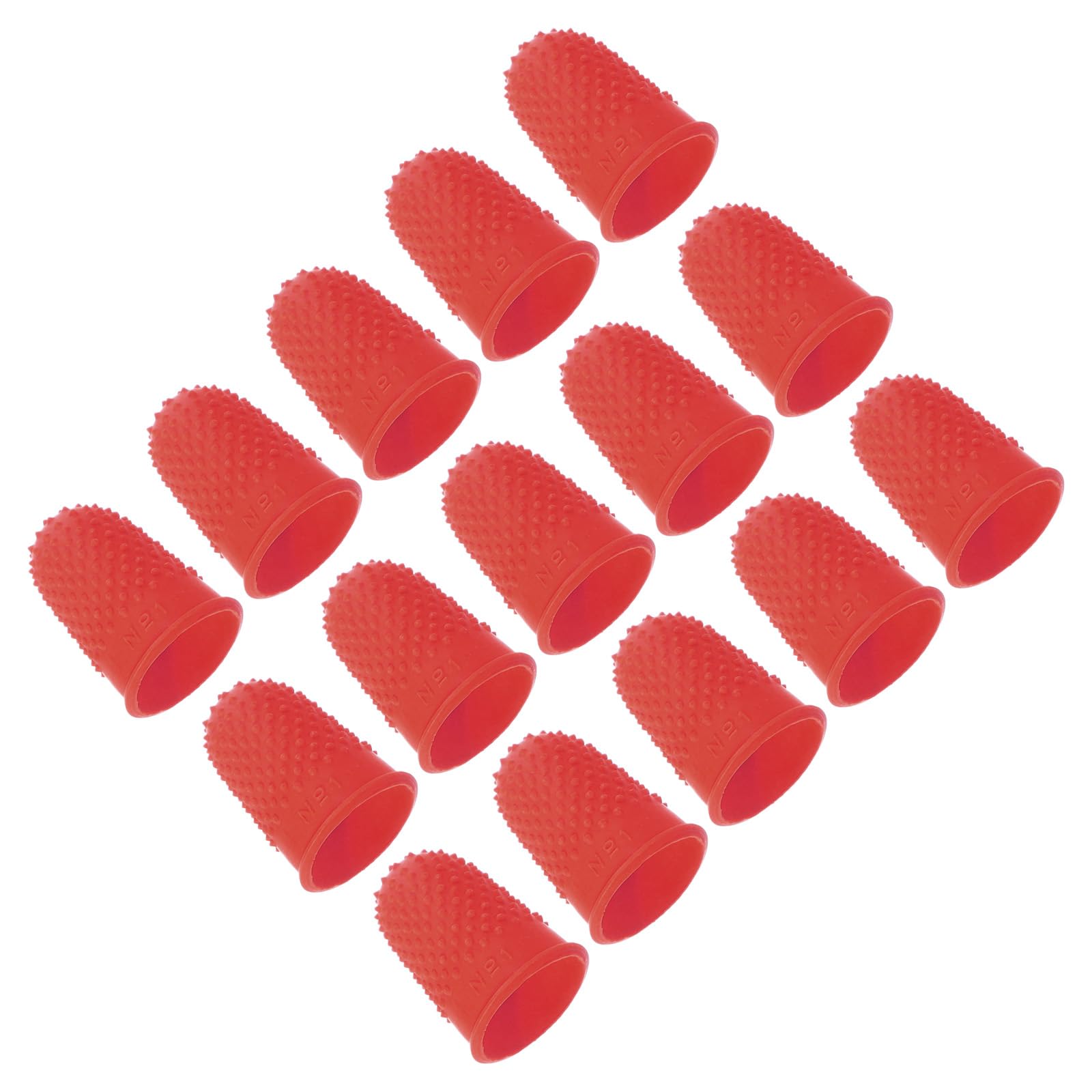 PATIKIL Rubber Finger Tips, 15 Pack Silicone Thumb Fingertip Protector Finger Cots Covers Guard Pads Thimble Grips for Office Counting Sewing, Red M Size