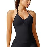 Workout Tank Tops for Women with Built in Bra,Slim Fit Halter Sleeveless Gym Tops Seamless Racerback Athletic Yoga Shirts