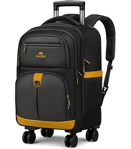 HSYKING 20 Inches Water-resistant Rolling Laptop Backpack Wheeled Backpack for Adult, Business People and Travel Commuter Carry-on Luggage with Spinner Wheels Travel Luggage (Black, 20 Inches) : Electronics