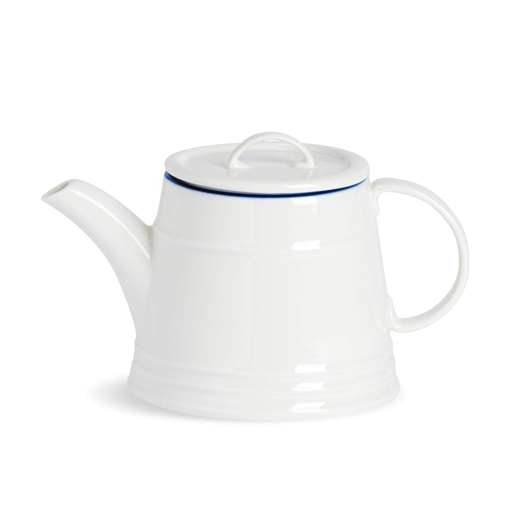 Nicola Spring Farmhouse Teapot - 900ml White Porcelain Rustic Country Cottage Teaware with Lid, Comfort Handle & Elongated Spout