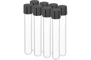 PATIKIL 13ml Test Tubes with Caps, 8pcs Glass Test Tubes Clear Round Bottom Test Tube Containers with Plastic Cap for Bead Ca