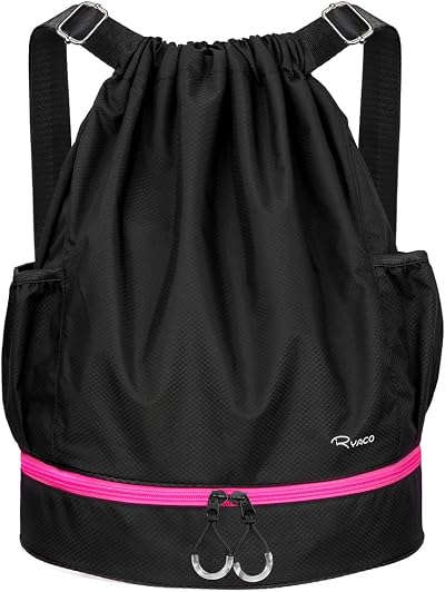 RYACO Drawstring Backpack Sports Gym Bag Large Water Resistant with Pockets