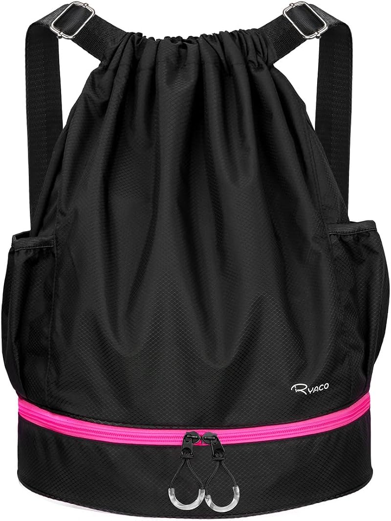 RYACO Drawstring Backpack Sports Gym Bag Large Water Resistant with Pockets