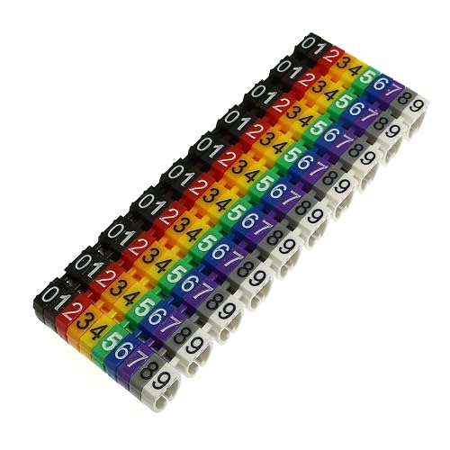 BAIRONG 100pcs 6mm Colourful C-Type Marker Number Tag Label for 6-10mm ...
