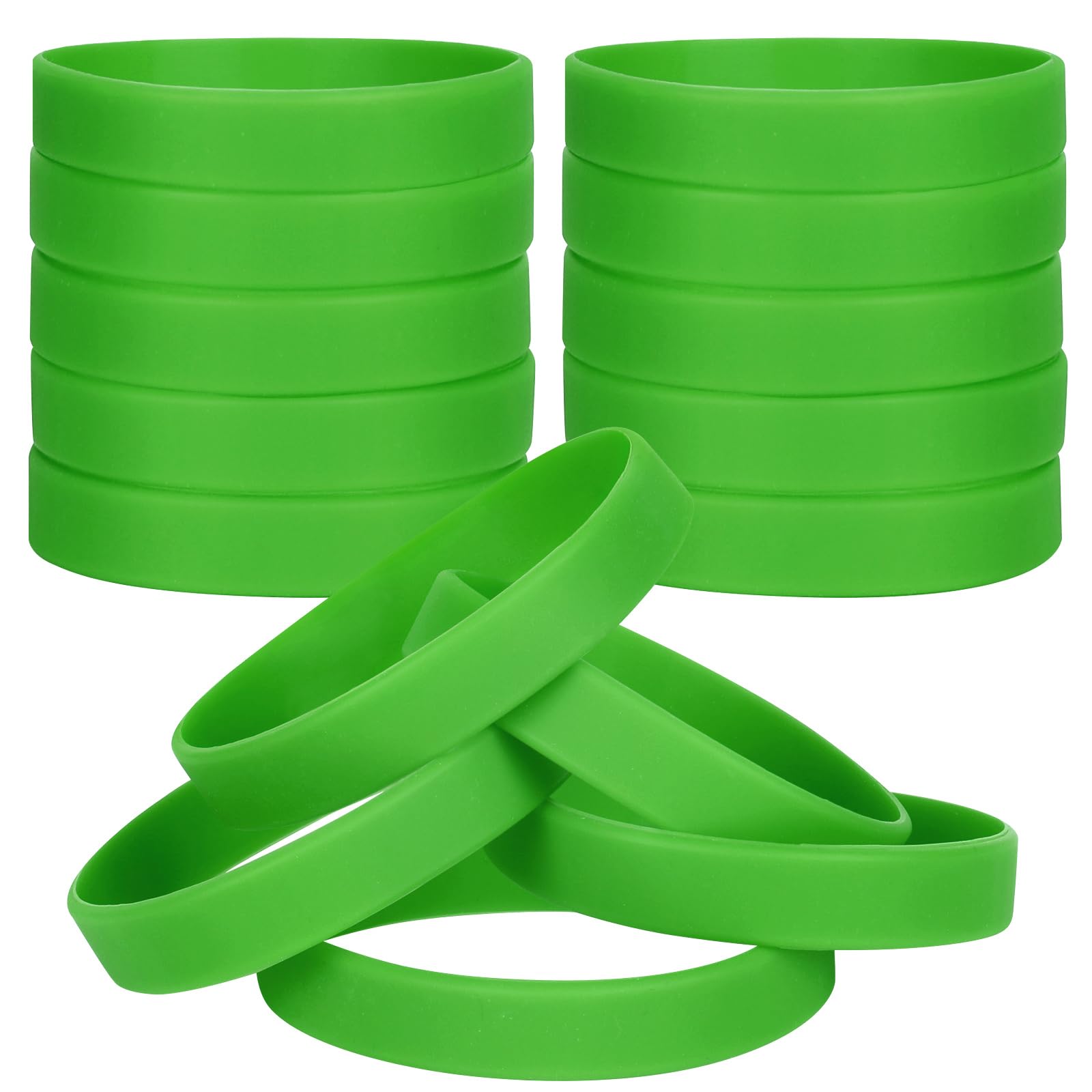 LVNRIDS 50 PCS Silicone Bracelets Wristbands for kid, Sports Rubber Elastic Wristband Bracelet for School Activity Party Favors Decorations Green