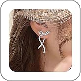 Sttiafay Vintage Crystal Bow Earrings Rhinestone Bow Drop Earrings Long Cz Rhinestone Earrings Gold Bow Cz Stud Earrings Jewelry for Women