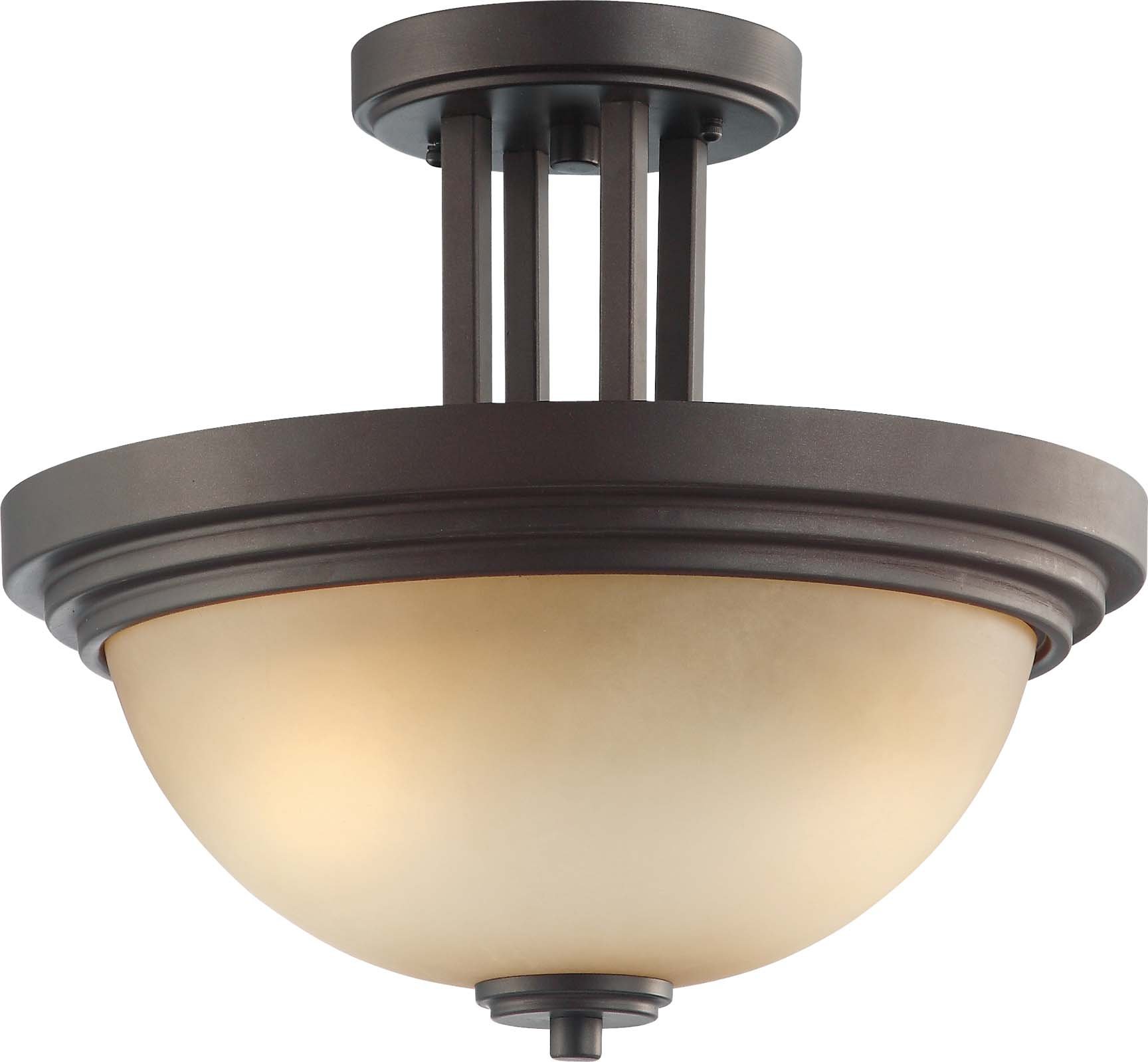 Nuvo Lighting 60/4127 Two Light Harmony Semi-Flush Dome with Saffron Glass, Dark Chocolate Bronze
