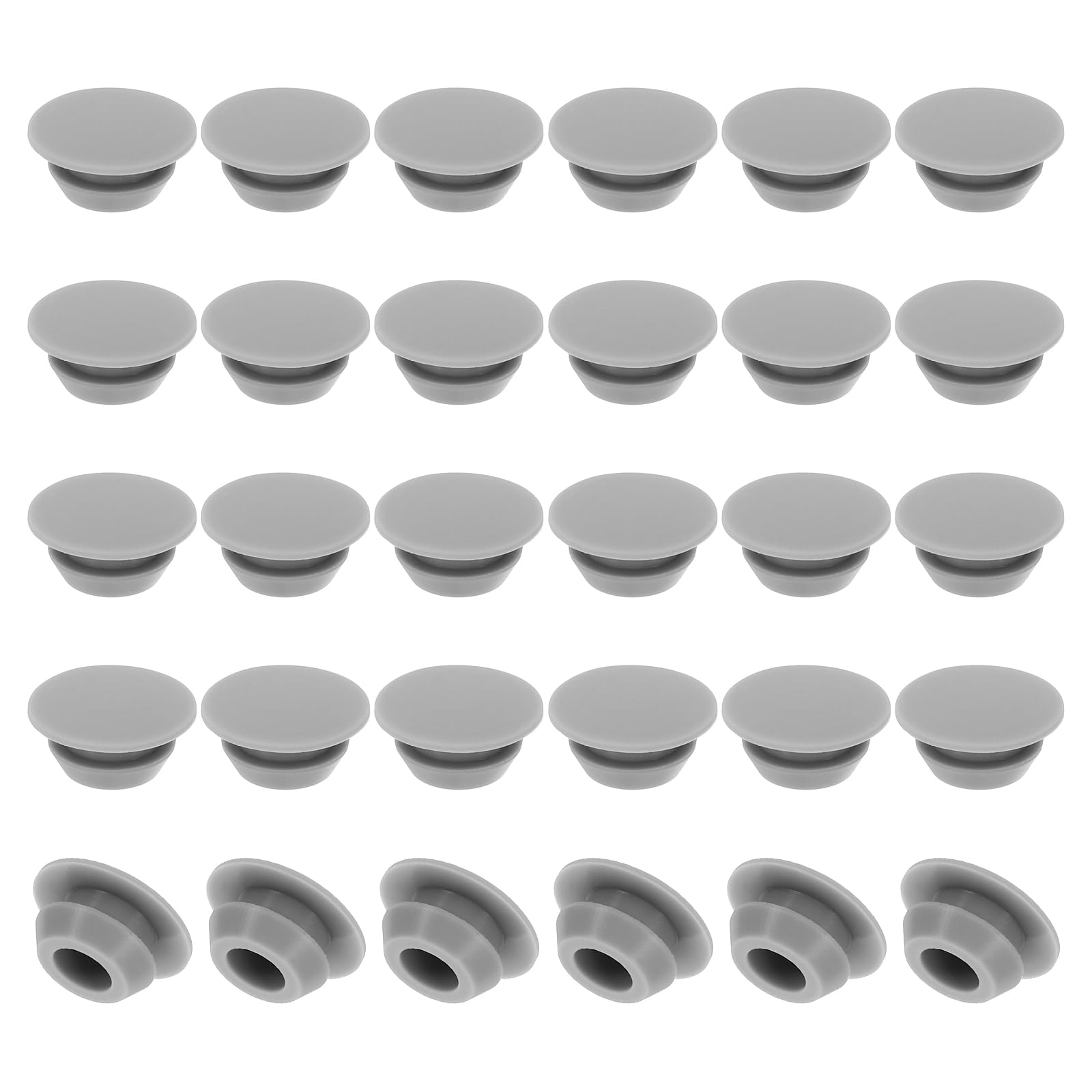 PATIKIL 9mm Diameter Silicone Round Snap, 40 Pcs in Type Locking Furniture Hole Plug Button Wide Edge Protective Cover Fit for 9mm Hole for Seal Bulkhead Cylinder, Grey โ image 1