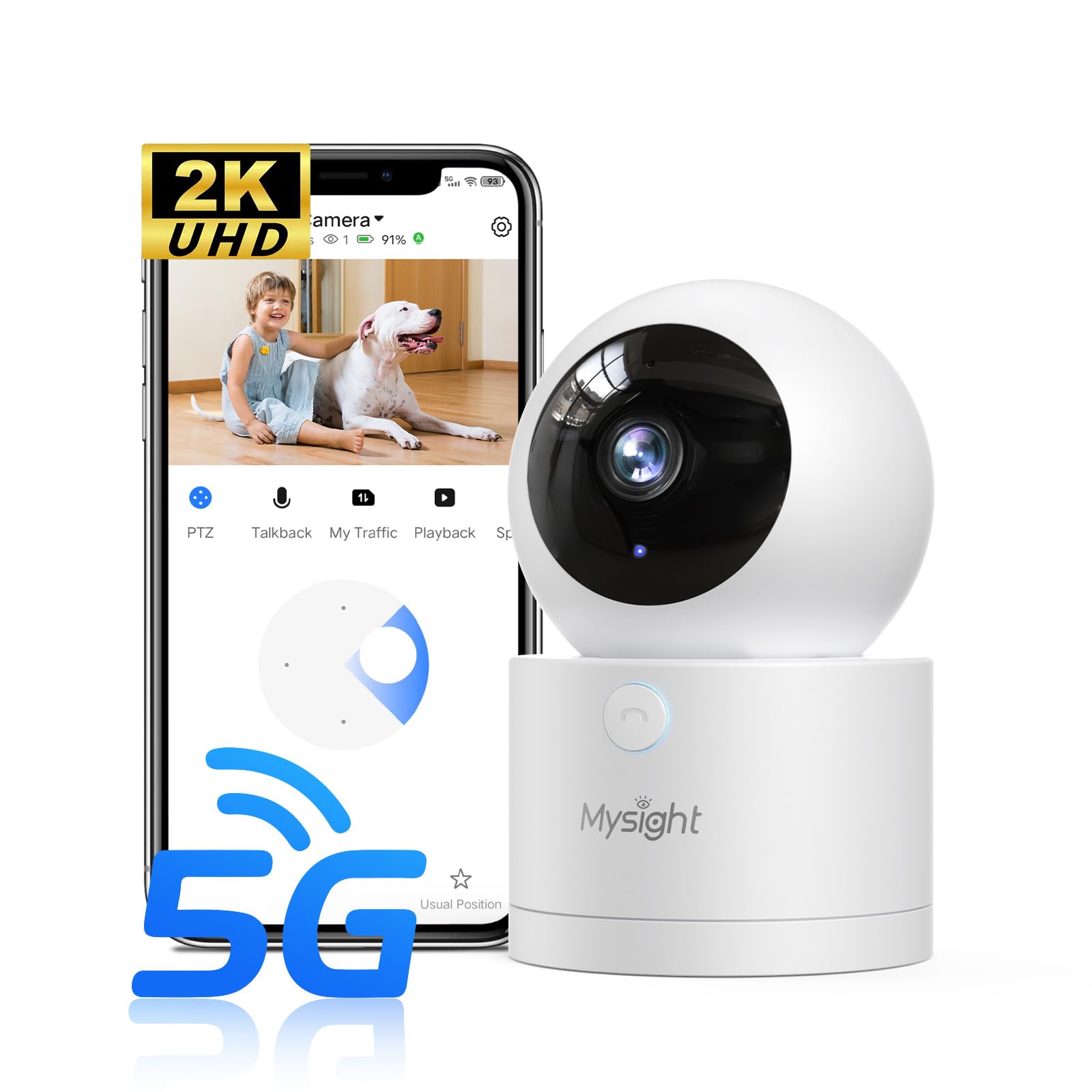 Photo 1 of [5G & 2.4G] 2K Pan/Tilt Security Cameras for Home Security Indoor, AI Voice Change for 2-Way Talk, Motion Detection, 24/7 SD Recording/Cloud Storage, Baby Monitor/dog/Pet Camera with Phone App 2 pack