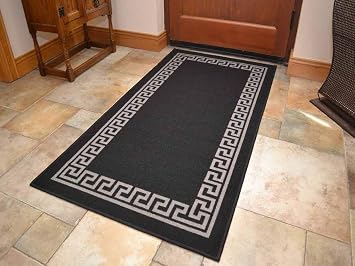Amazon De Schwarzer Teppichlaufer Von Greek Key Rutschfest