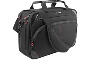KROSER Laptop Bag 15.6 Inch Laptop Briefcase Laptop Messenger Bag Water Repellent Computer Case Laptop Shoulder Bag Durable Tablet Sleeve with RFID Pockets for Business/College/Women/Men-Black/Red