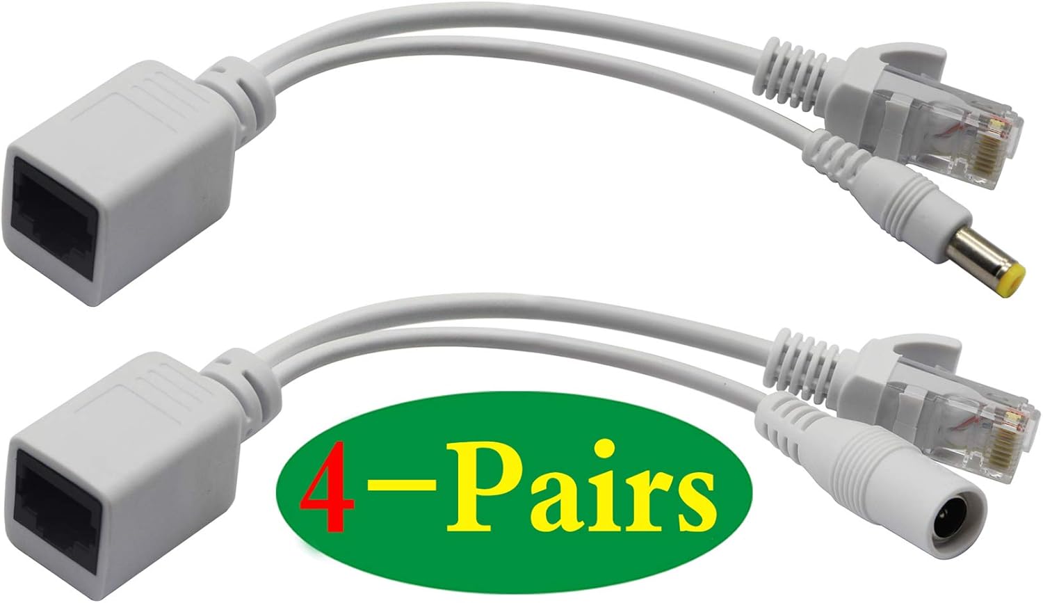 zdyCGTime Passive PoE Injector and PoE Splitter Kit with RJ45 Ethernet and Power via DC 5.5x2.1 mm F/M Adaptor Connector(White 4 works - Image 4