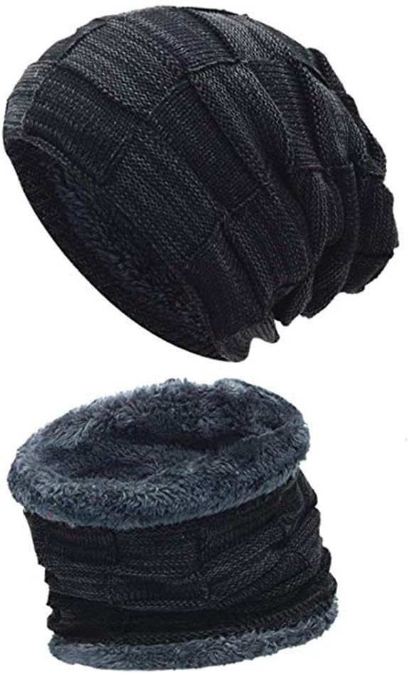 Kata Winter Warm Beanie Hat Scarf Set Thick Skull Cap with Soft Fleece Lining