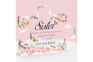 BUIOATA Sister Gifts from Sister -Delicate Gifts for Sister-Engraved Acrylic Puzzle Piece 3.9x3.3-Thanksgiving Birthday for Sister from Sister, Ideas