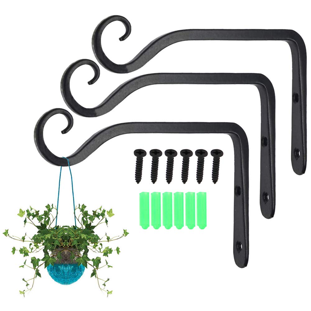 3PCS Hanging Basket Bracket, Wall Hanging Hooks, Plant Hooks for Hang Plants, Bird Feeders, Light, Lanterns, Plant Pots