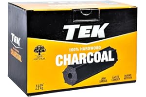 TEK CHARCOAL TEK All Natural Hardwood Charcoal for Grills & BBQ | Lights Easily, Burns Hotter, Longer & Cleaner | Log Style 5 lbs
