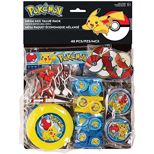 Amscan Pokemon Kids Party Favors Set (Pack of 48) - Perfect Party Supplies for Pokemon Themed Party, Baby Shower, Birthday & Other Events