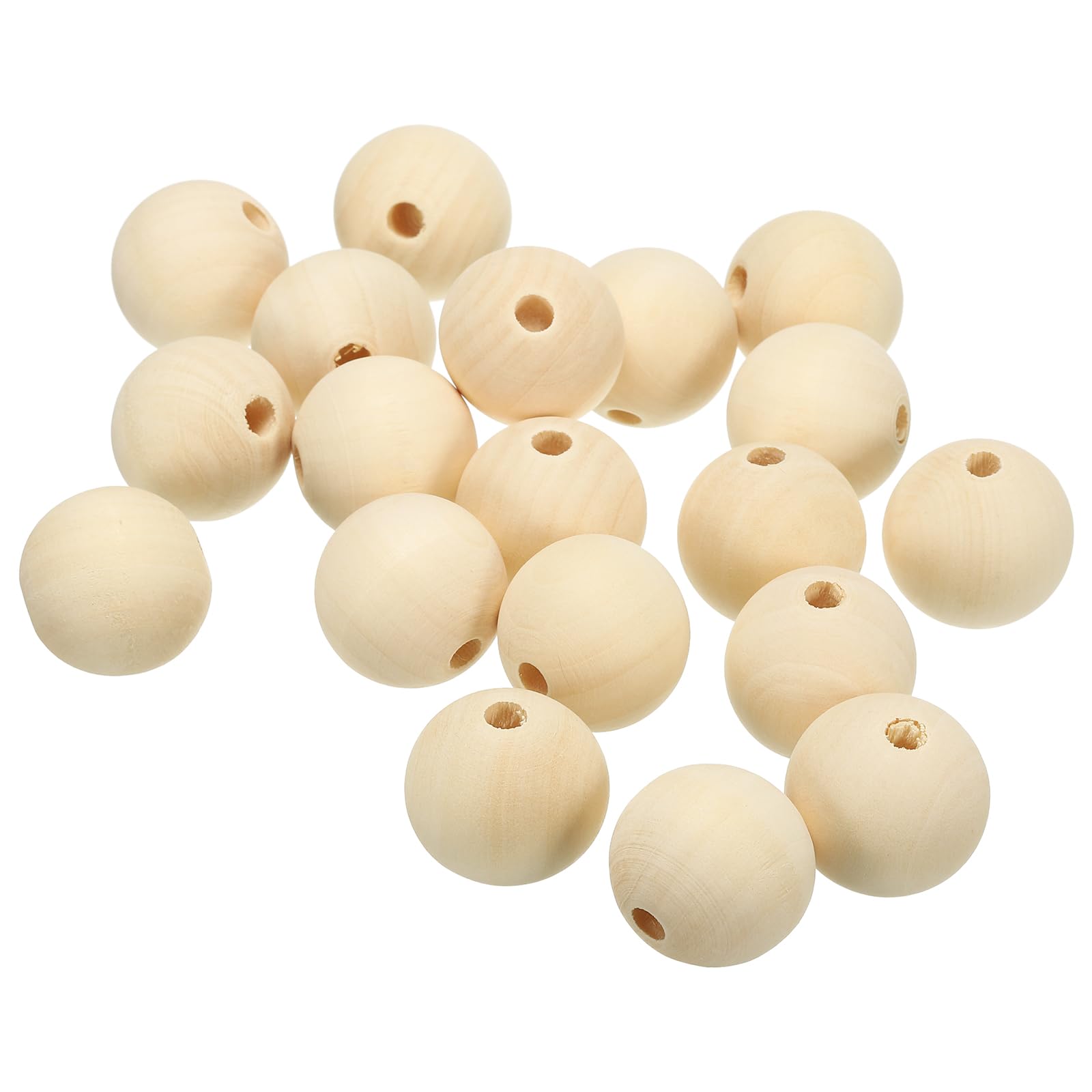 PATIKIL 30mm Natural Wood Beads, 50 Pack Unfinished Wooden Beads Round Loose Beads Spacer Beads for DIY Craft Jewelry Making Home Decoration, Brown