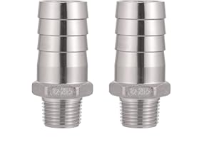 Happyreise Stainless Steel Hose Barb Fitting,1" Hose Barb to 1/2" Male NPT, for Water Fuel Air (Pack of 2)