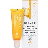 Derma E Vitamin C No Dark Circles Perfecting Eye Cream – Color Correcting Vitamin C Eye Cream with Turmeric and Caffeine for