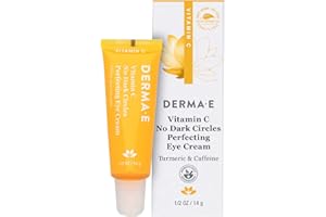 Derma E Vitamin C No Dark Circles Perfecting Eye Cream – Color Correcting Vitamin C Eye Cream with Turmeric and Caffeine for Fine Lines and Under Eye Puffiness, 0.5 Oz