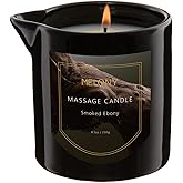 MELONY Luxury Massage Candle - Moisturising, Body Oil Candles for Muscle Relaxation, Home Spa, 8.1OZ (Smoked Ebony)