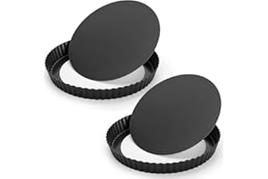 Tosnail 2 Pack 9 Inch Non-Stick Quiche Pan Tart Pan with Removable Loose Bottom