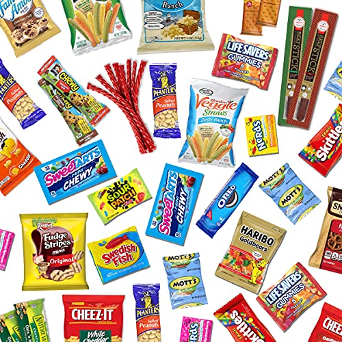 Father's Day Snack Care Package for Dad: 50-Piece Men's Sampler with Beef Jerky, Cookies, Chips, and Candy - Perfect Gift for Military, Family, and Office Treats