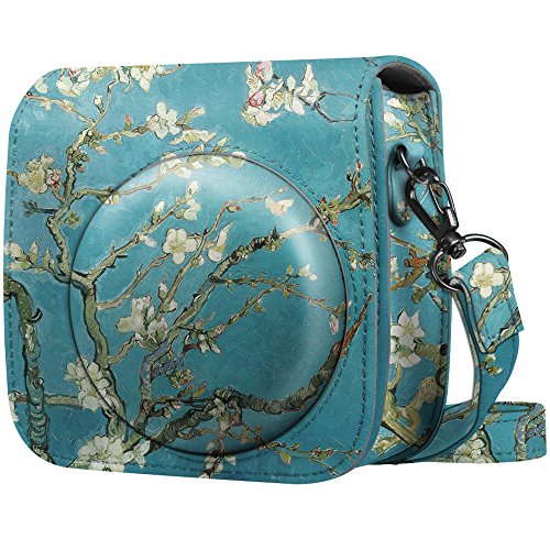 Fintie Protective Case for Fujifilm Instax Mini 8 Mini 8+ Mini 9 Instant Camera - Premium Vegan Leather Bag Cover with Removable Strap, Blossom